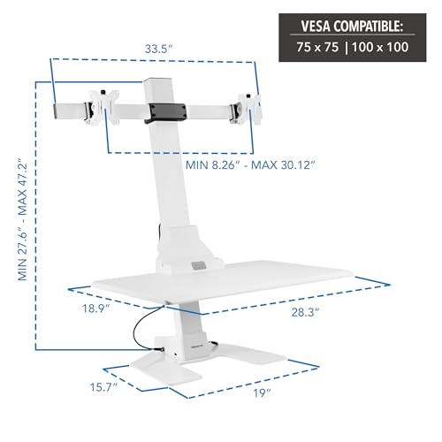 Mount-It! Electric Standing Desk Converter - Motorized Sit-Stand Desk Riser with Monitor Mount