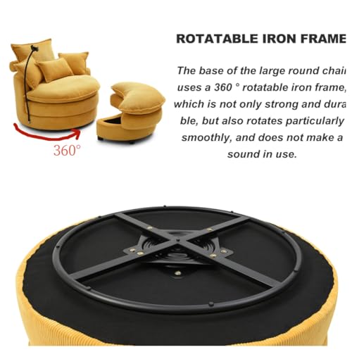 360 Swivel Accent Barrel Chair with Storage Ottoman & Headrest
