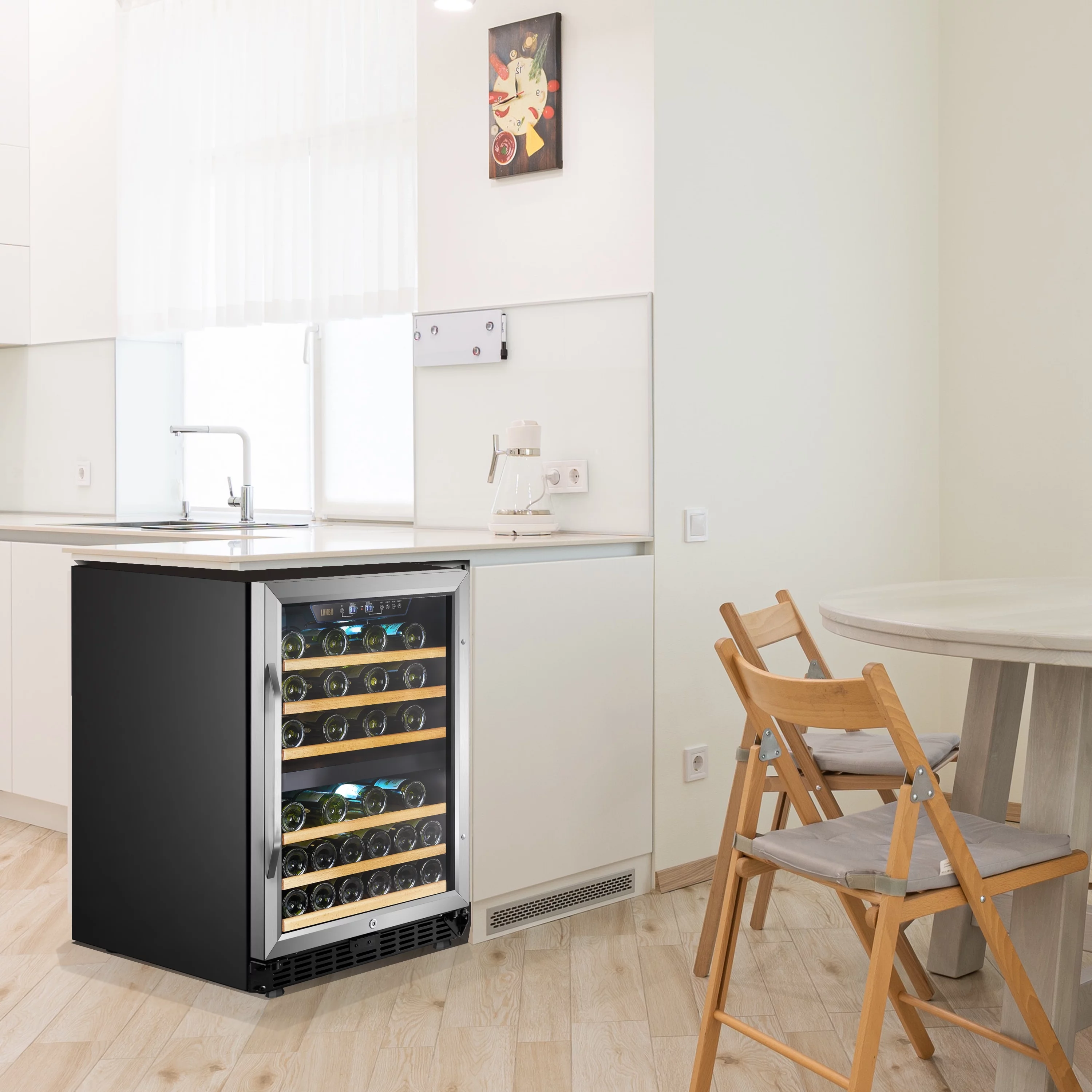Lanbo 24 inch Width 44 Bottle Built-in Compressor Dual Zone Wine Cooler