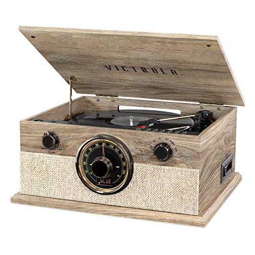 Victrola Brookline Style 6-in-1 Bluetooth Record Player & Multimedia Center with Built-in Speakers - 3-Speed Turntable, CD & Cassette Player