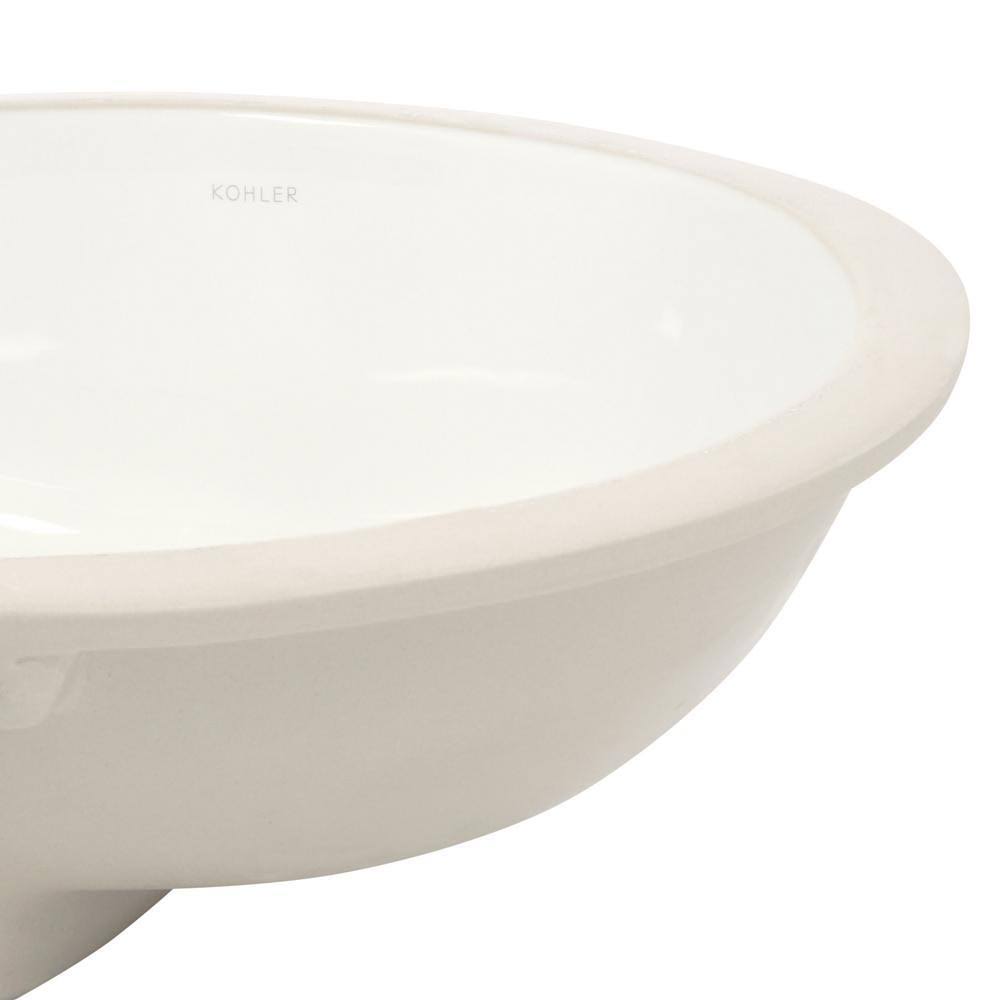 Kohler Caxton White Undermount Oval Bathroom Sink with Overflow