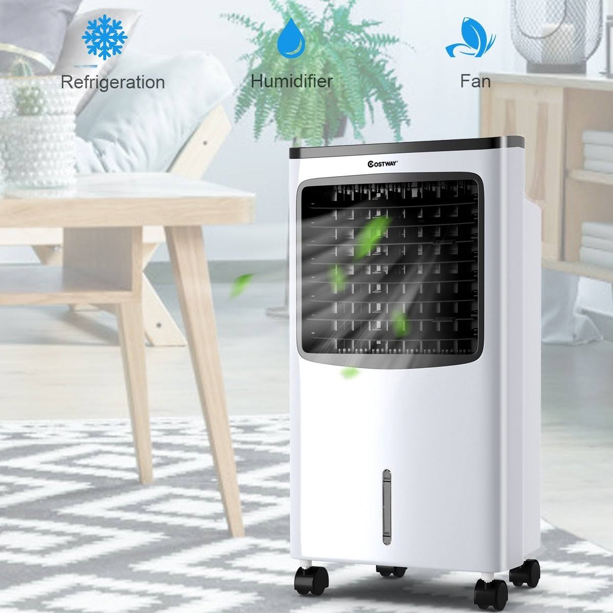 Costway Portable Cooler Fan Filter Humidify Anion w/ Remote Control - Black