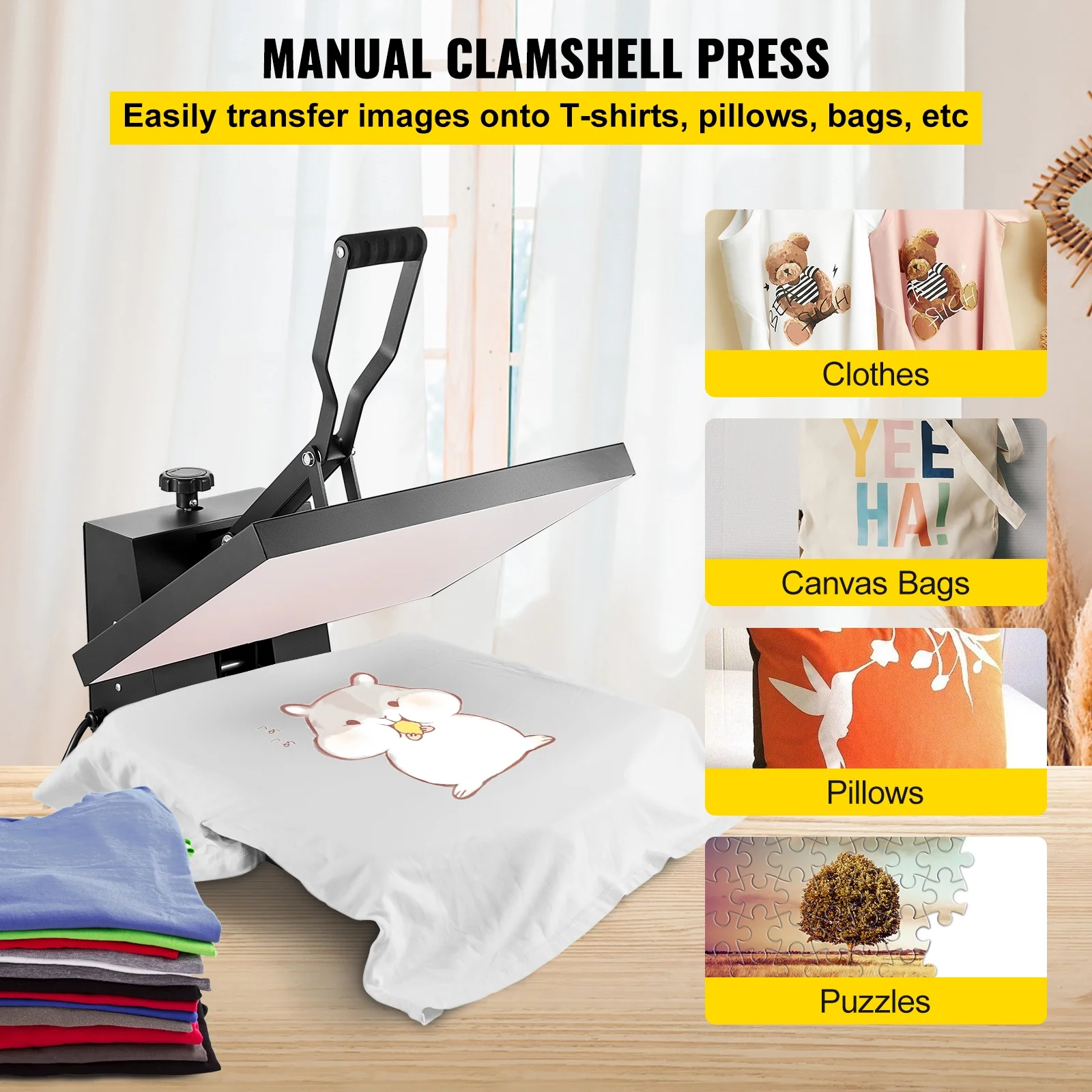 BENTISM Heat Press Machine, 16" x 20" Clamshell Sublimation Transfer Printer Teflon Coated, 1700W Digital Precise Heat Control
