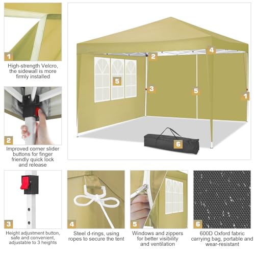 COBIZI Canopy 10x20 Pop Up Canopy Tent with 6 Sidewalls Party Tents for Parties Weddings Backyard Waterproof Canopy Outdoor Commercial Canopy Event