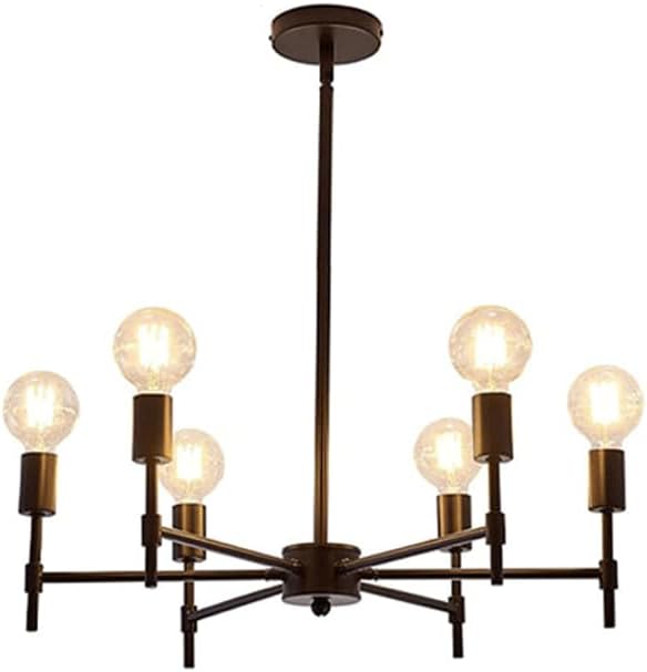 EAUSO American Retro 6 Heads Iron Chandelier Personalized Living Room Dining Room Kitchen Bedroom Study Candle Lighting Rustic Industrial Pendant