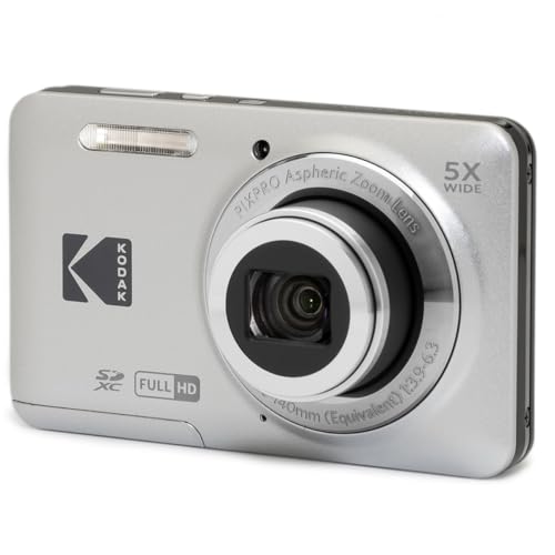 KODAK PIXPRO FZ55-BL 16MP Digital Camera 5X Optical Zoom 28mm Wide Angle 1080P Full HD Video Li-Ion Battery 2.7" LCD Vlogging Camera (Blue)