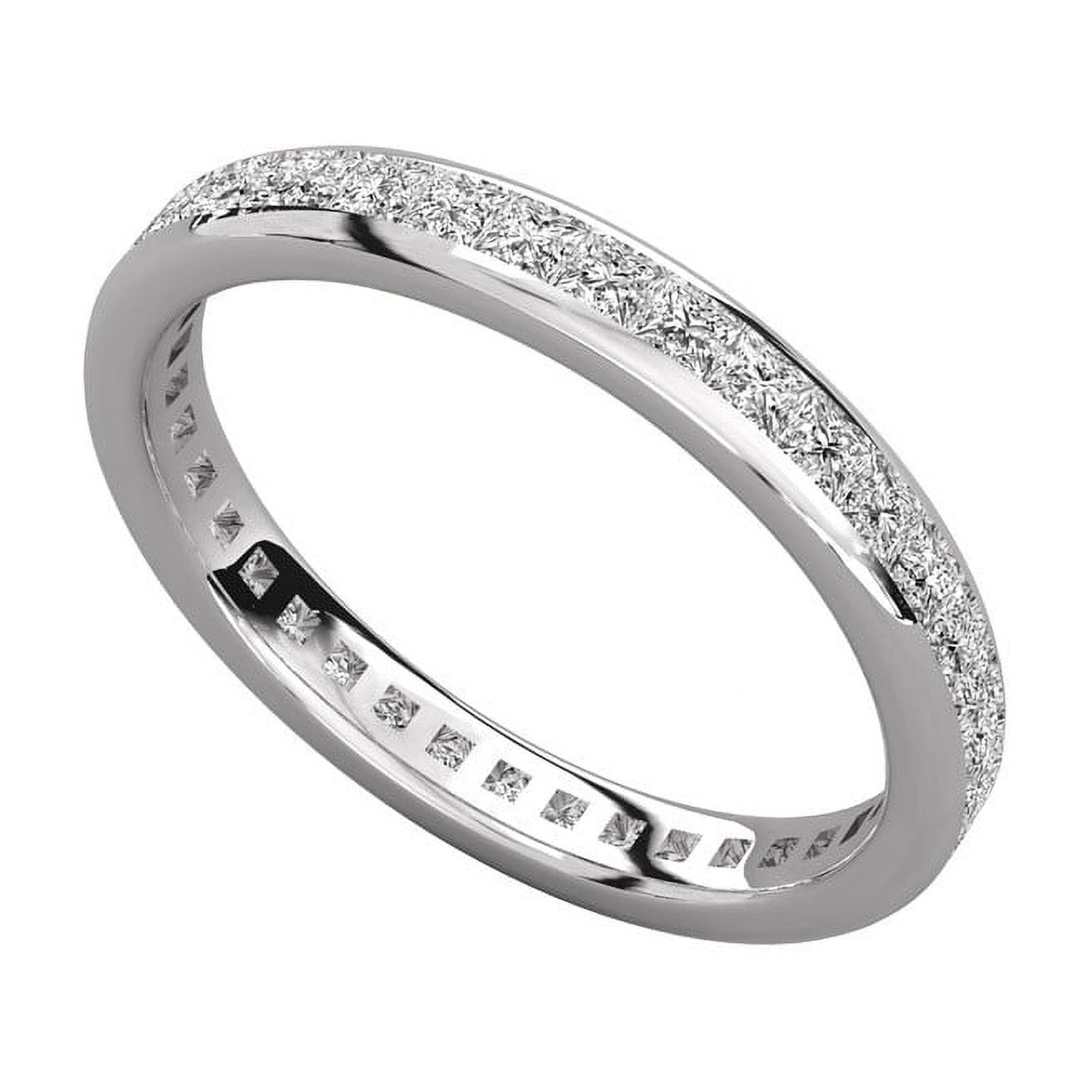 SOLITAIRE JEWELS 1.70MM Princess Cut Colorless Moissanite Eternity Wedding Band, Bezel Set Full Eternity Moissanite 925 Silver Band