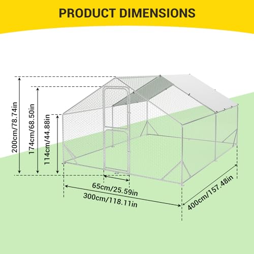 Large Metal Chicken Coop, Walk-in Poultry Cage