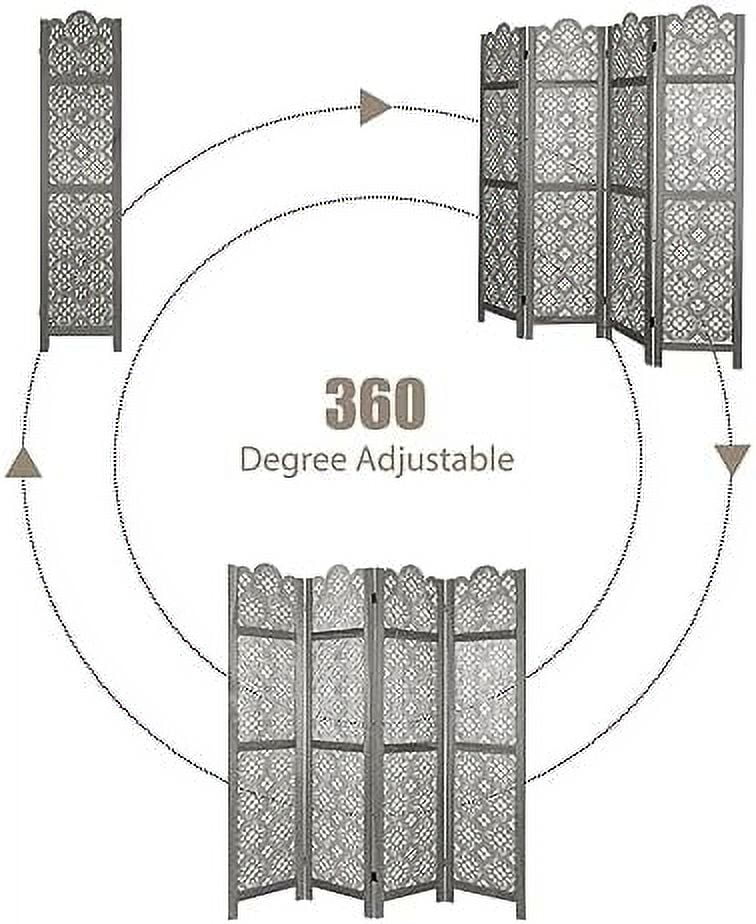JDZHAPPYLIFE 6 Panel Room Divider  Folding Room Divider Freestanding Privacy Screen Divider  Carved Wood Room Divider for Bedroom Home Office