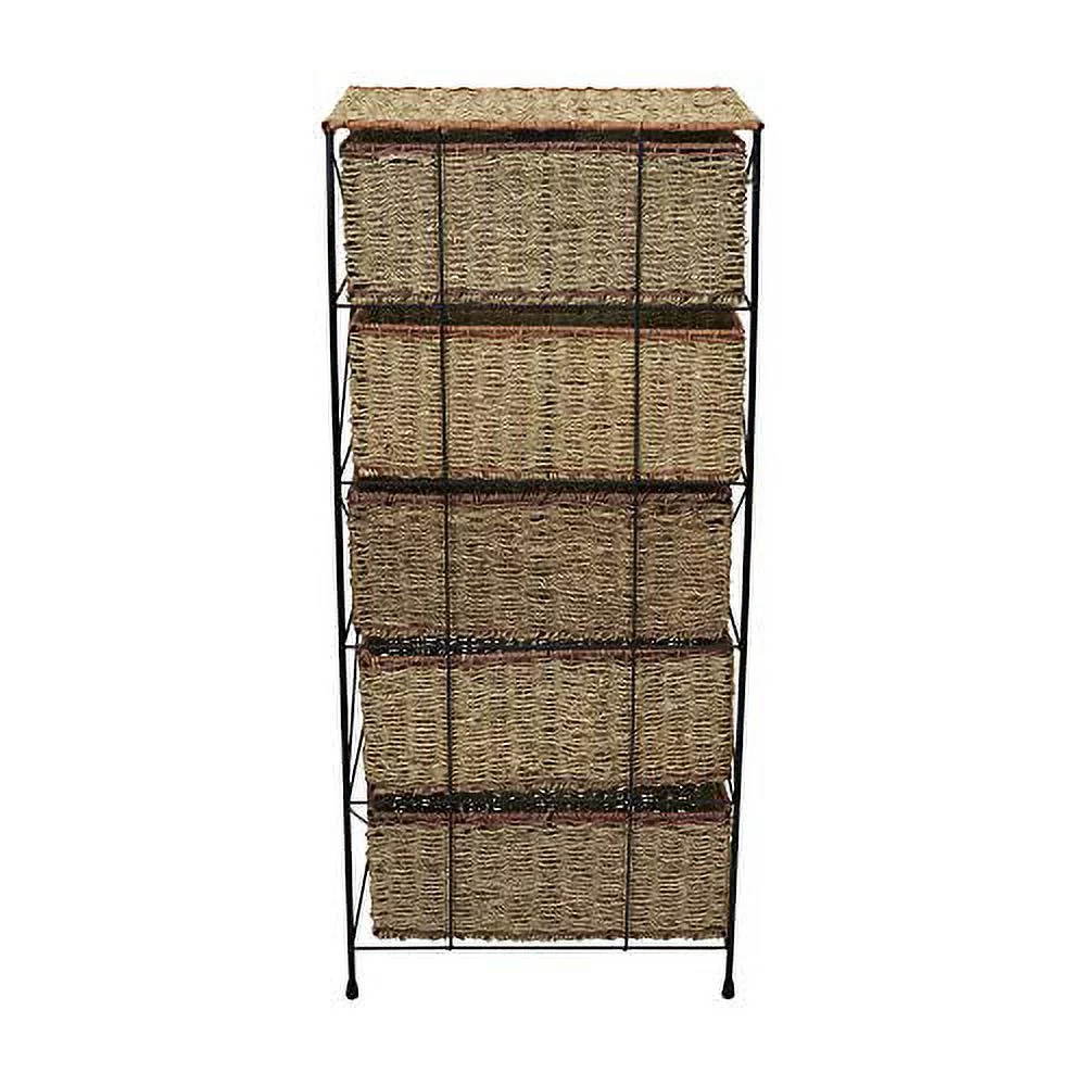 5-Drawer Storage Rattan Unit
