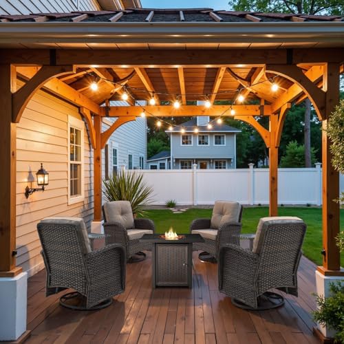 Patio Wicker Chairs Swivel Rocker - Outdoor Swivel Rocking Chairs Set of 2 with Rattan Side Table
