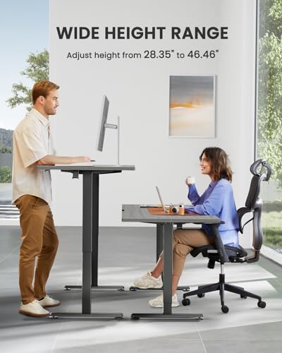 ErGear Height Adjustable Electric Standing Desk, 48 x 24 Inches Sit Stand up Desk, Memory Computer Home Office Desk with Two-Piece Desktop (Walnut)