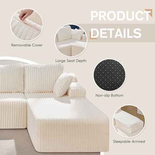 Modular Sectional Sofa Couches L-Shape Couch 3 Seat Modular Sofa Memory Foam Sectional Couches for Living Room