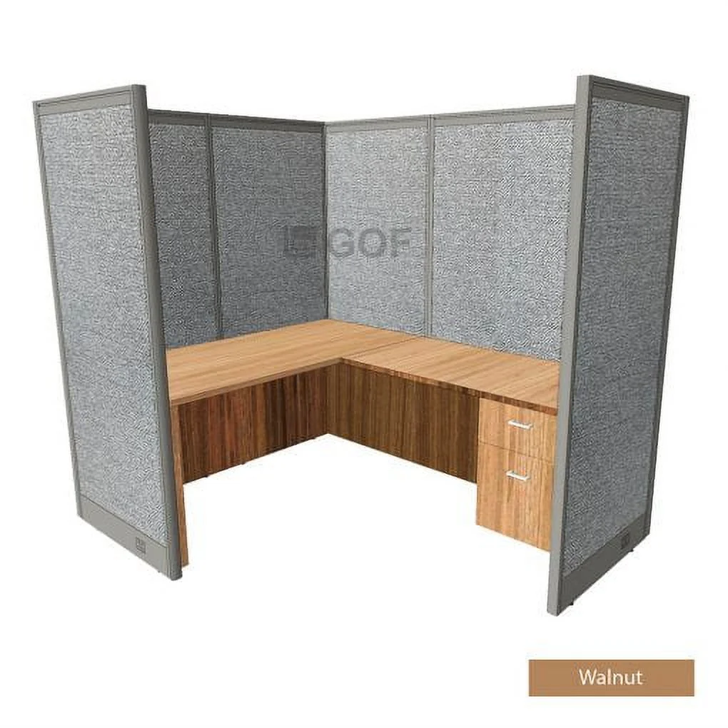 GOF 1 Person Workstation Cubicle(5'D x 6.5'W x 6'H) / Office Partition, Room Divider (72" H Cubicle with Desk, Espresso)