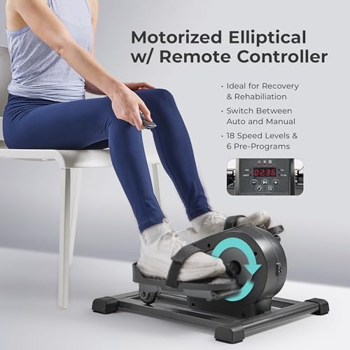 Sunny Health & Fitness Smart Mini Elliptical Trainer, Indoor Under-Desk Pedal Exerciser for Mobility & Cardio Workout, Free SunnyFit App Connection