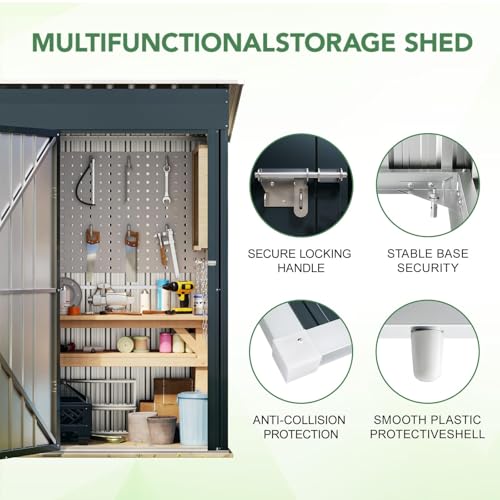 6x4FT Outdoor Steel Storage Shed with Clear Window, Lockable Doors, Weather-Resistant Metal Tool Shed for Garden, Backyard, Patio, and Utility Storage