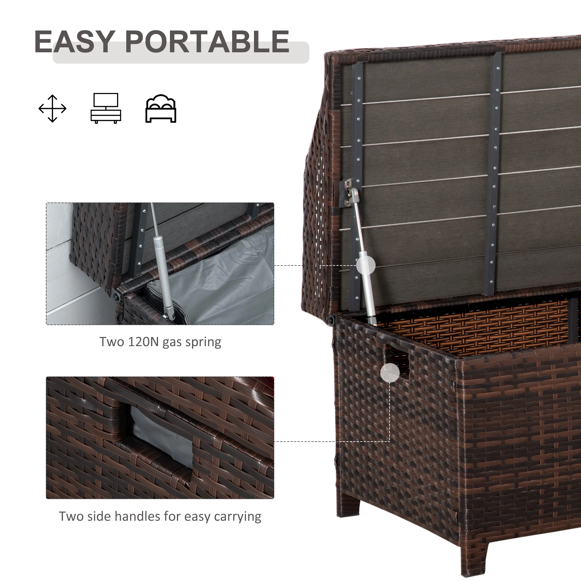 Outsunny Outdoor Wicker Storage Bench Deck Box