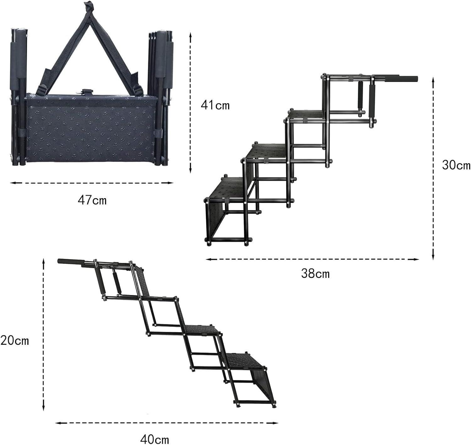Adjustable Pet Ramp for All Dogs and Cats - Folding Portable Dog Ramp for Couch or Bed with Non Slip Carpet Surface