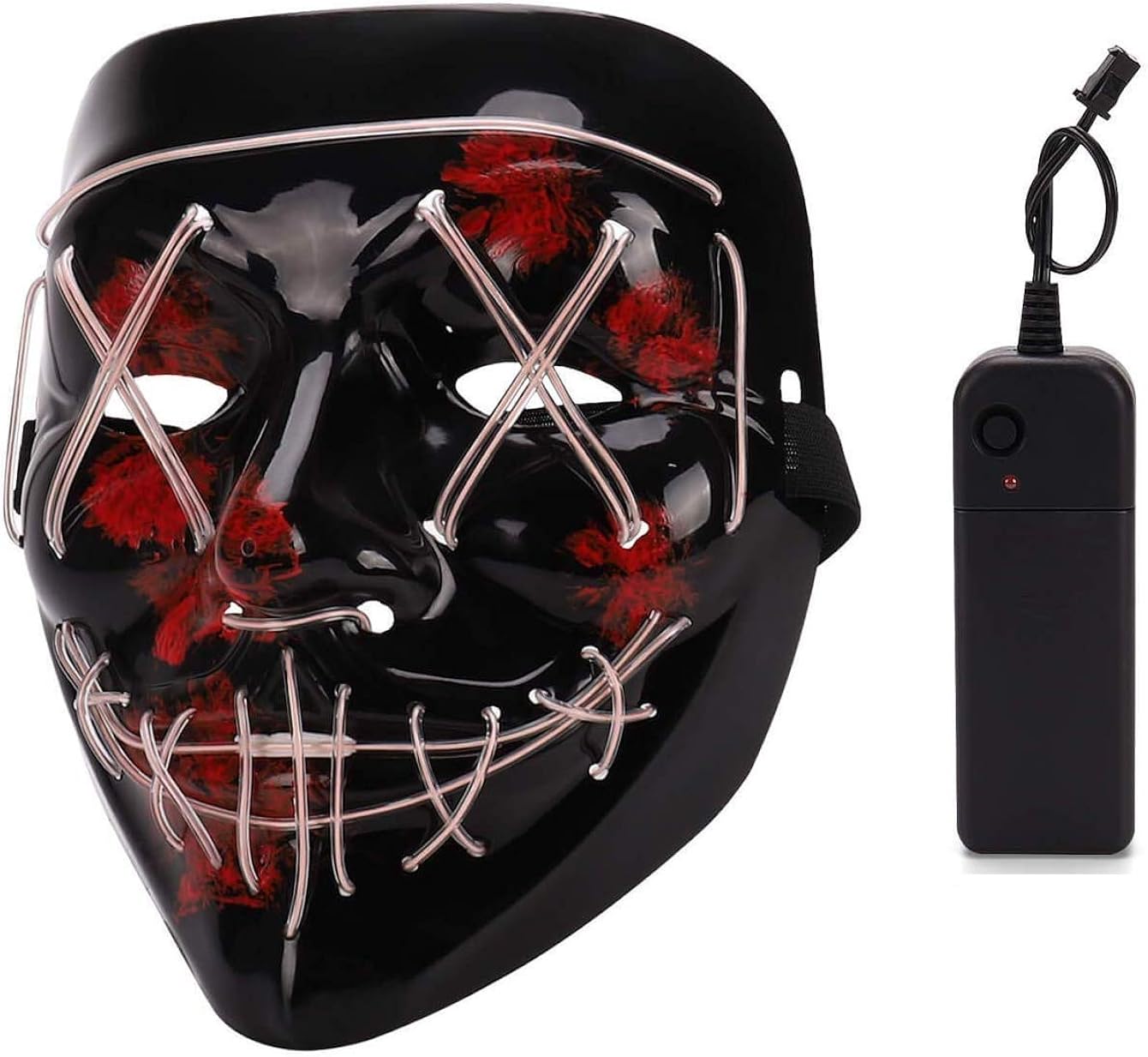 Depointer Halloween Scary Mask Cosplay Led Costume Mask EL Wire Light up Halloween Festival Party