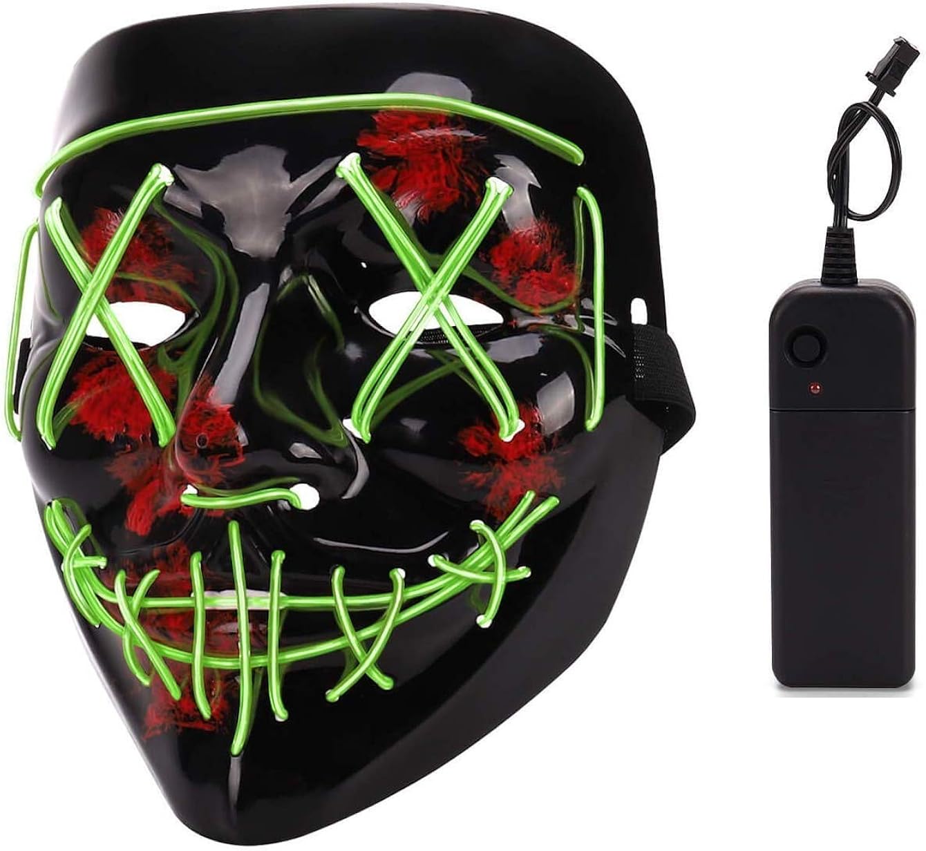 Depointer Halloween Scary Mask Cosplay Led Costume Mask EL Wire Light up Halloween Festival Party