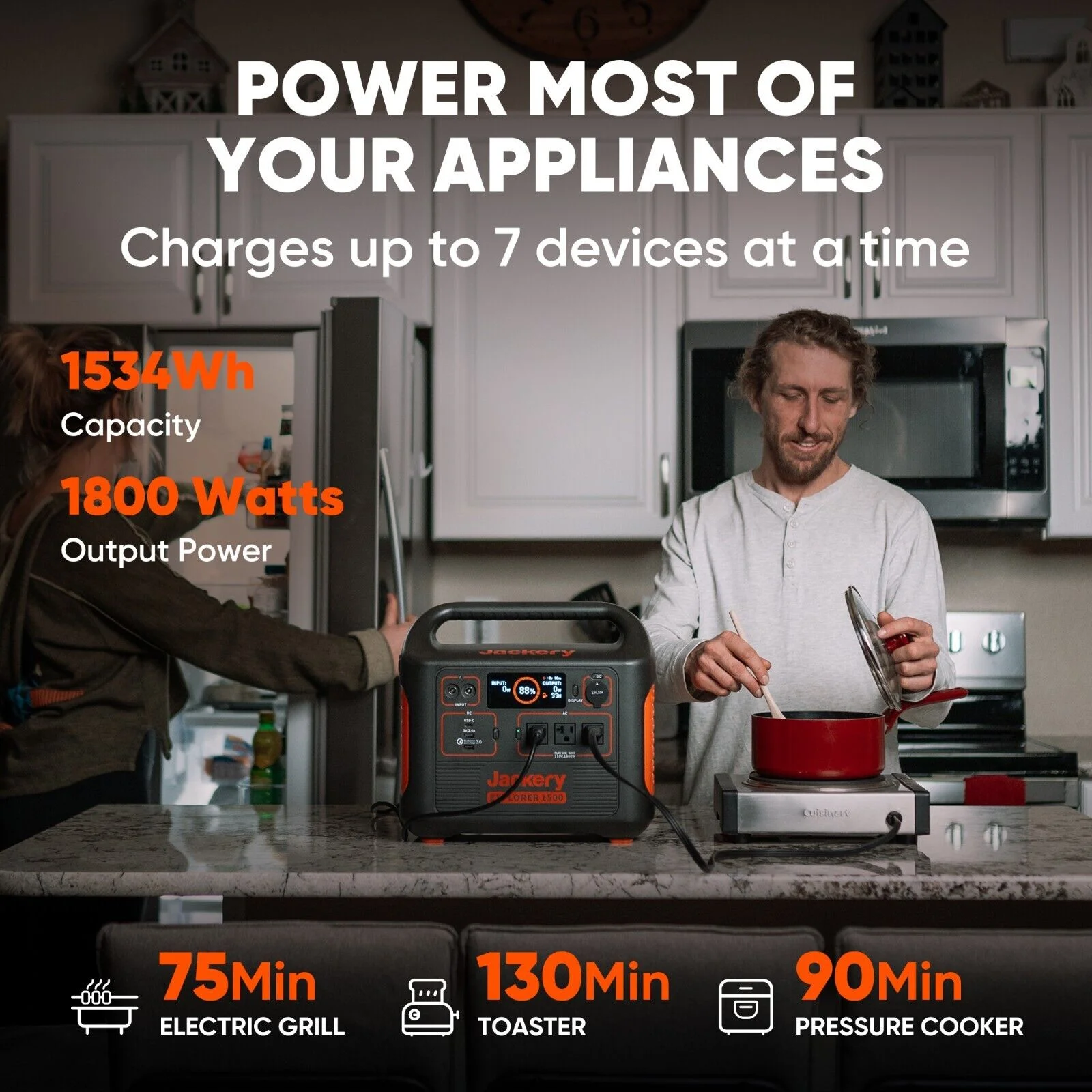 【Restored】Jackery Portable Power Station Explorer 1500, 1534Wh Portable Generator