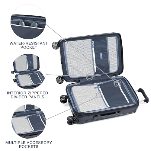 Travelpro Platinum Elite Hardside Expandable Carry on Luggage, 8 Wheel Spinner, TSA Lock, Hard Shell Polycarbonate Suitcase, Metallic Sand