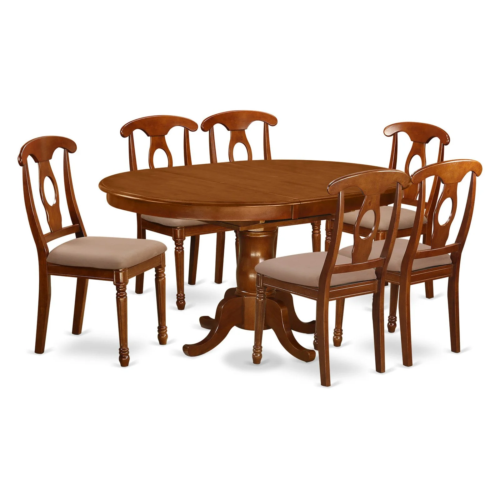 East West Furniture  7 Piece Dining Room Set-Oval Dining Table With Leaf and 6 Chairs