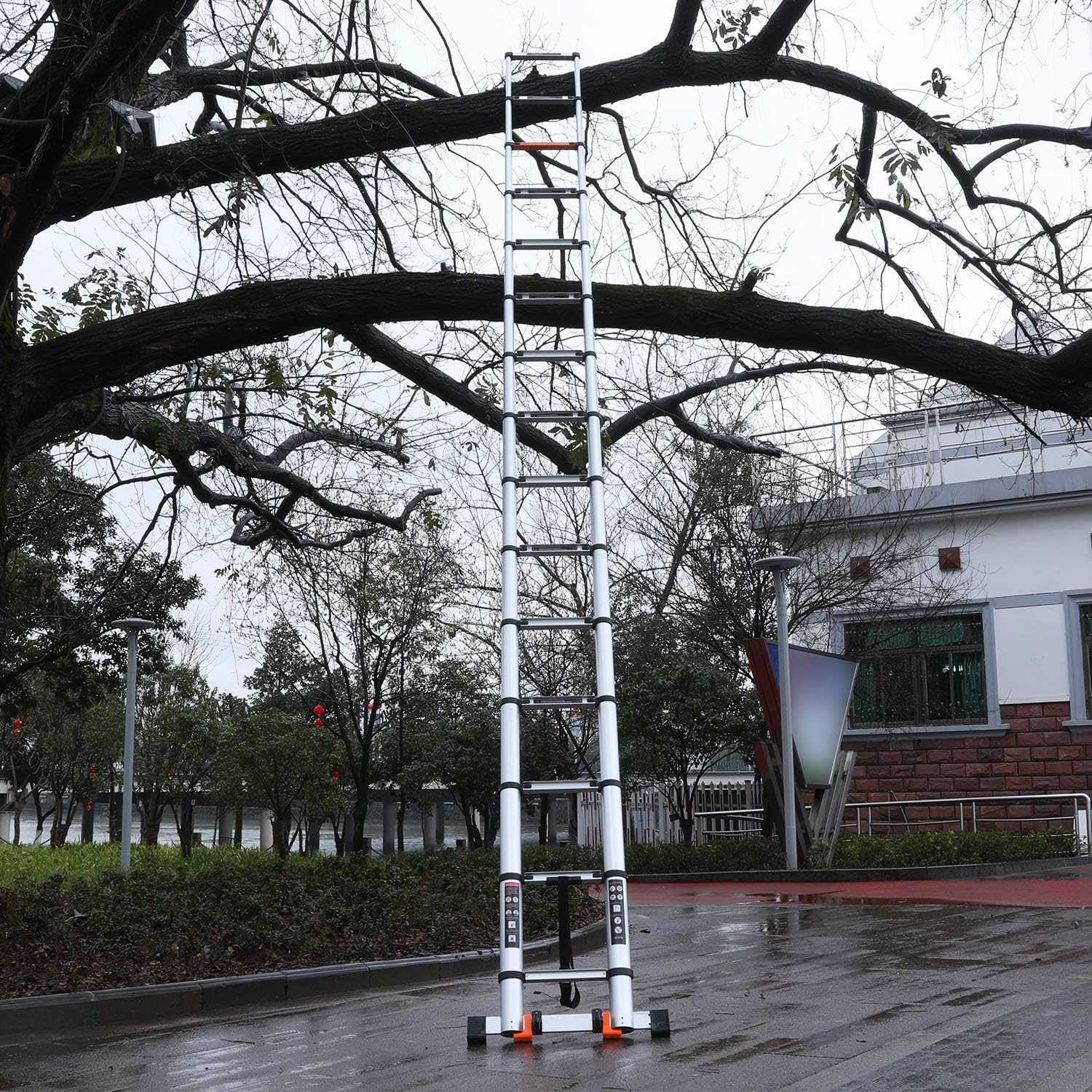 Telescoping Ladder Extension Multi-Purpose 18.5 FT Aluminum Foldable Industrial Compact Loft Ladder Household Daily or Emergency Use Portable