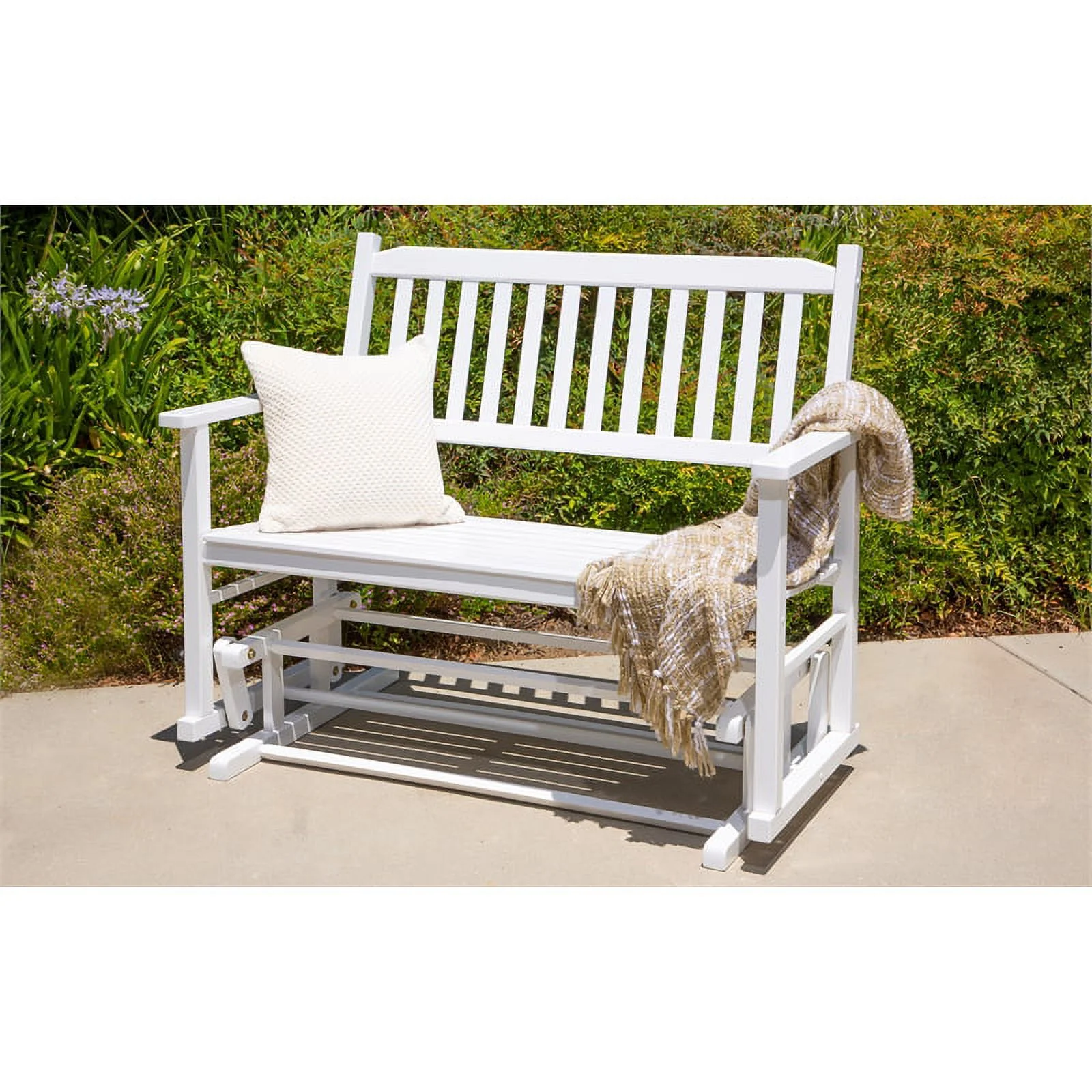 Shine Company Traditional Hardwood Outdoor Glider Loveseat in White Finish