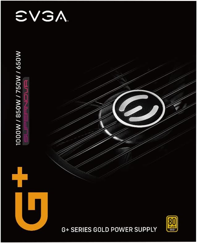 EVGA SuperNOVA 1000 G+, 80 Plus Gold 1000W, Fully Modular, FDB Fan, 10 Year Warranty, Includes Power ON Self Tester, Power Supply 120-GP-1000-X1,Black