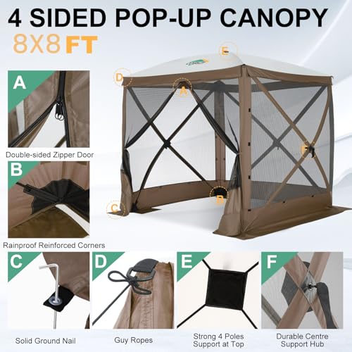 COBIZI 12x12ft Pop up Gazebo Screen Tent Screen House for Camping, Camping Outdoor Screened Gazebo, Canopy Tent