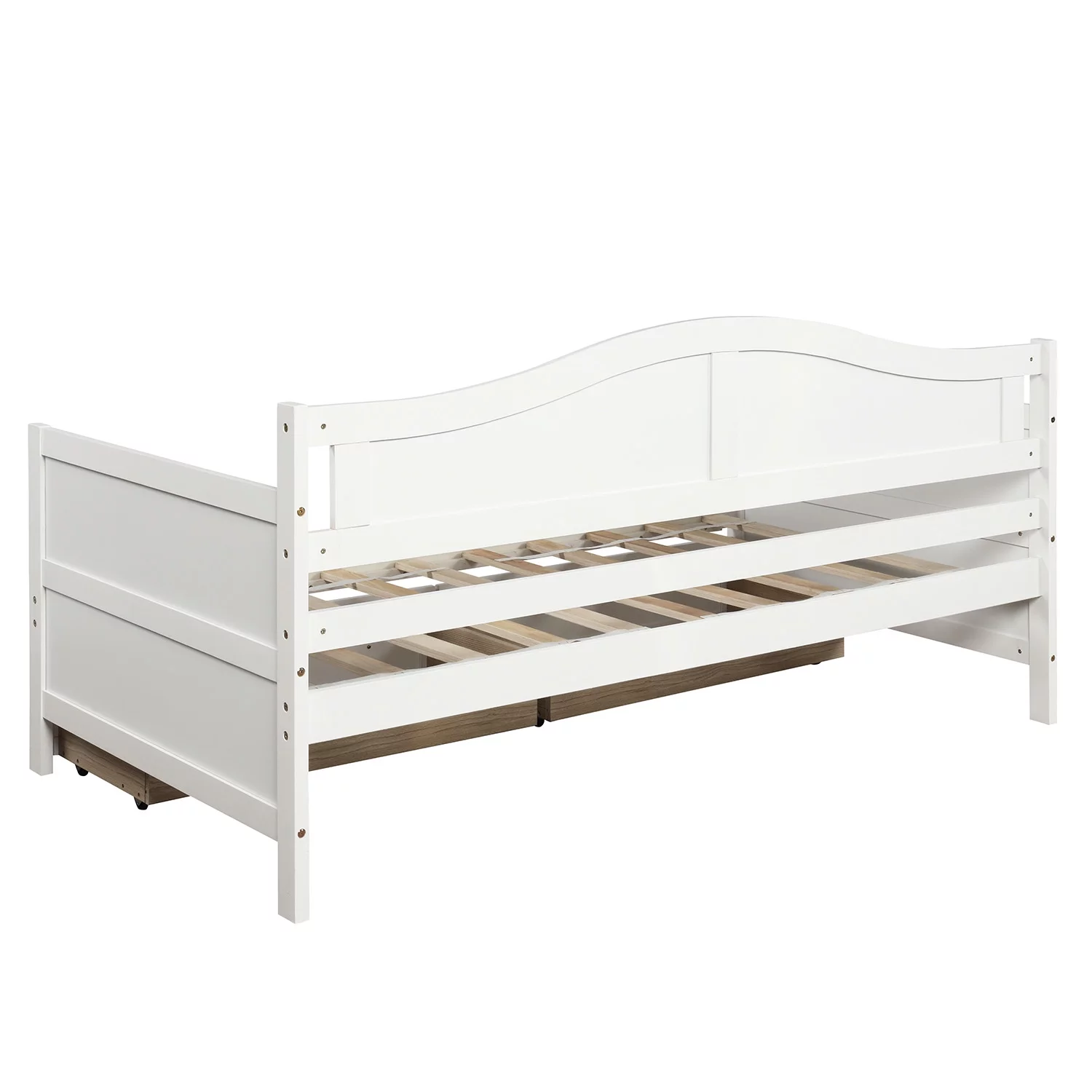 Gewnee Wood Twin Size Daybed with Two Storage Drawers for Kids Bedroom,White