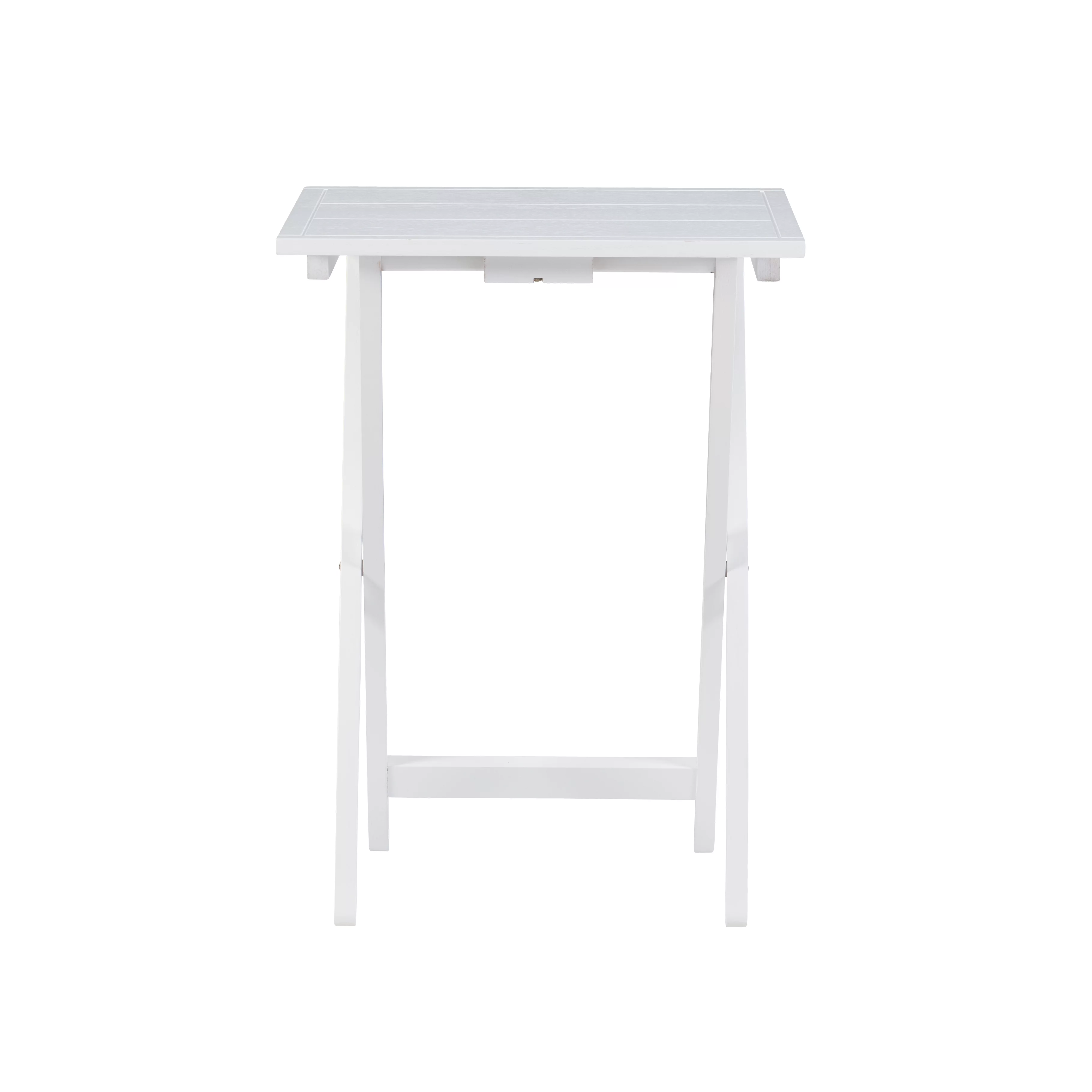 Lisbon Folding Tray Table Set with Stand, 5 Pieces, White