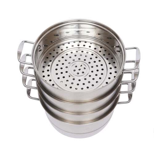 Stackable Stainless Steel Steamer Cooker Pot Glass Lid 5 layers large capacity