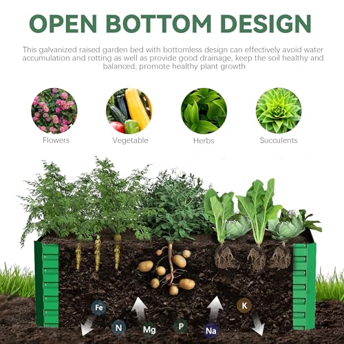 FOOWIN 2pcs 8x4x2ft Galvanized Raised Garden Bed, Planter Raised Garden Boxes Outdoor, Large Metal Raised Beds for Gardening
