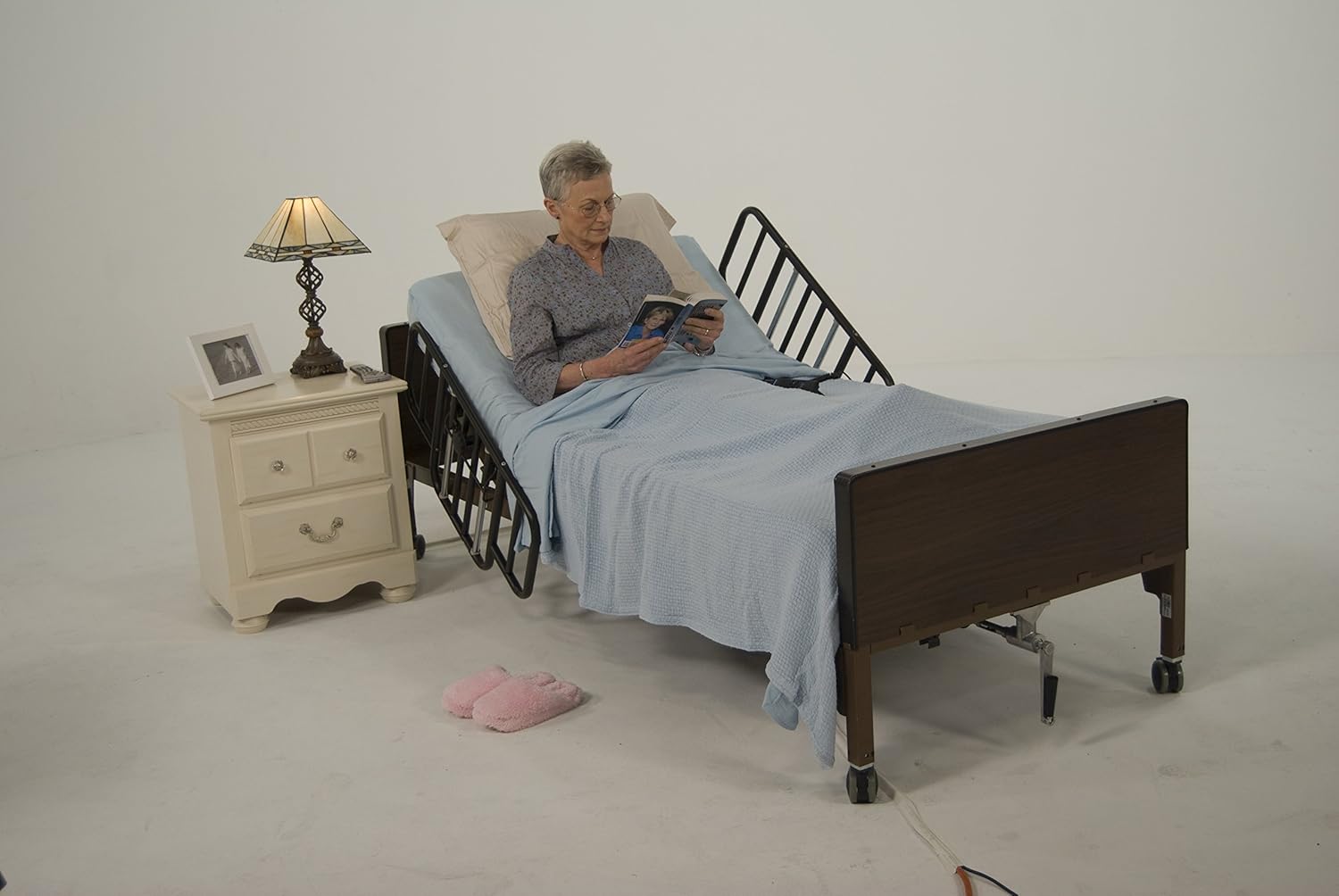 Drive Delta Ultra Light Semi Electric Hospital Bed with Half Rails & Free Navy Blue Medical Utility Bag!