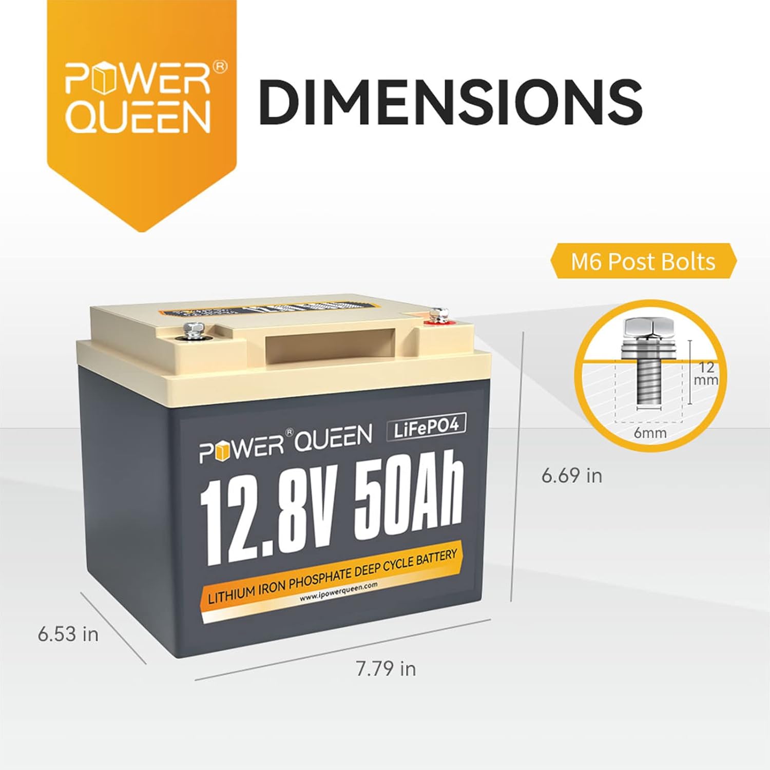 POWER QUEEN 12.8V 200Ah LiFePO4 Battery, 2560Wh Lithium Iron Phosphate Battery, 4000+ Cycles, 10 Years Lifespan, Used for Solar Off Grid, RV Camper