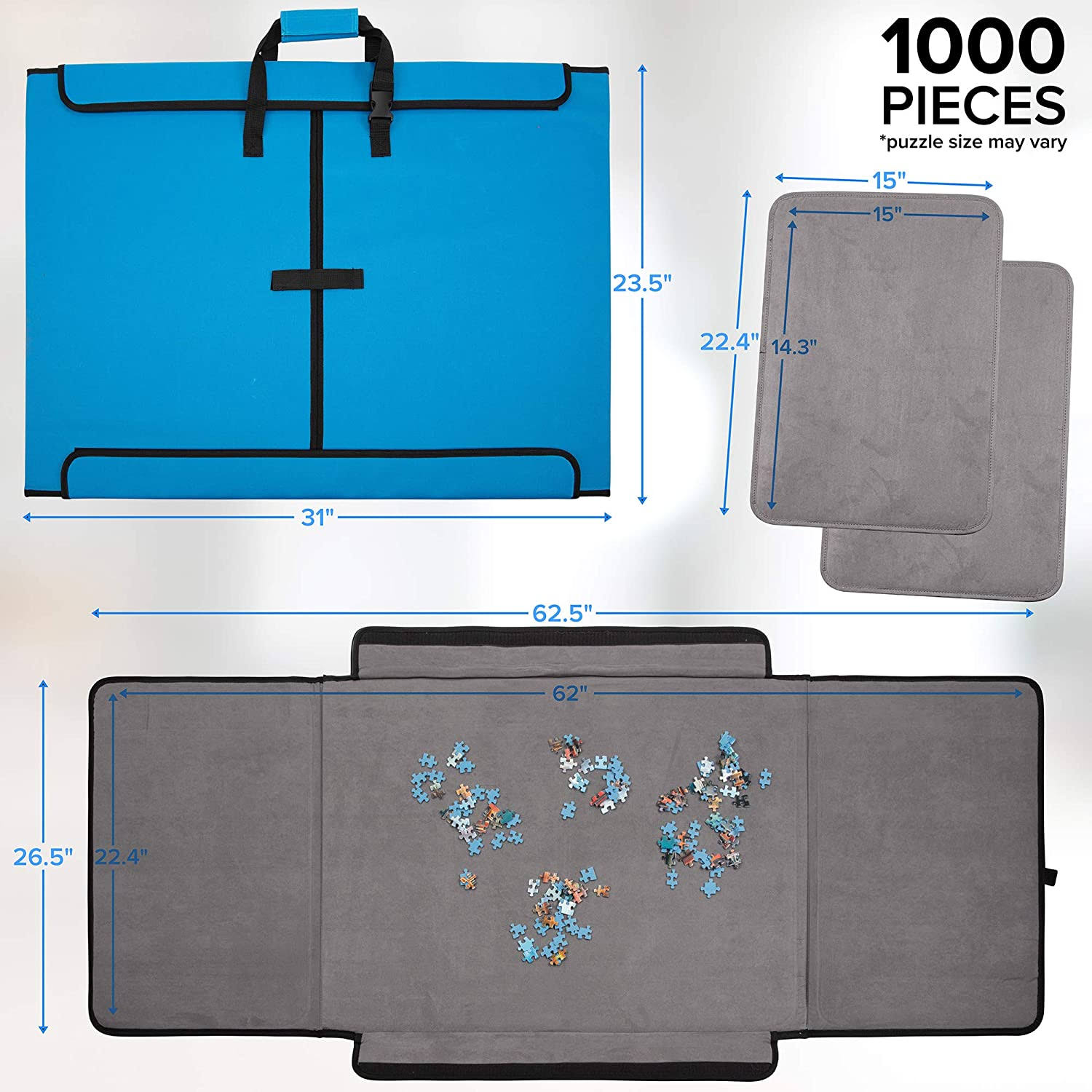 Jumbl 1000-Piece Puzzle Caddy | Portable Jigsaw Puzzle Mat, Organizer, Storage u0026 Travel Case with Non-Slip Felt Surface, [2]