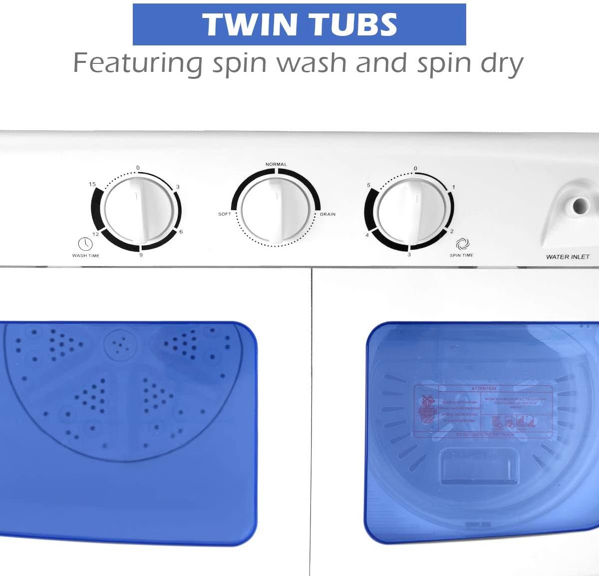 Giantex Portable Mini Compact Twin Tub 11lb Washing Machine Washer Spin Dryer