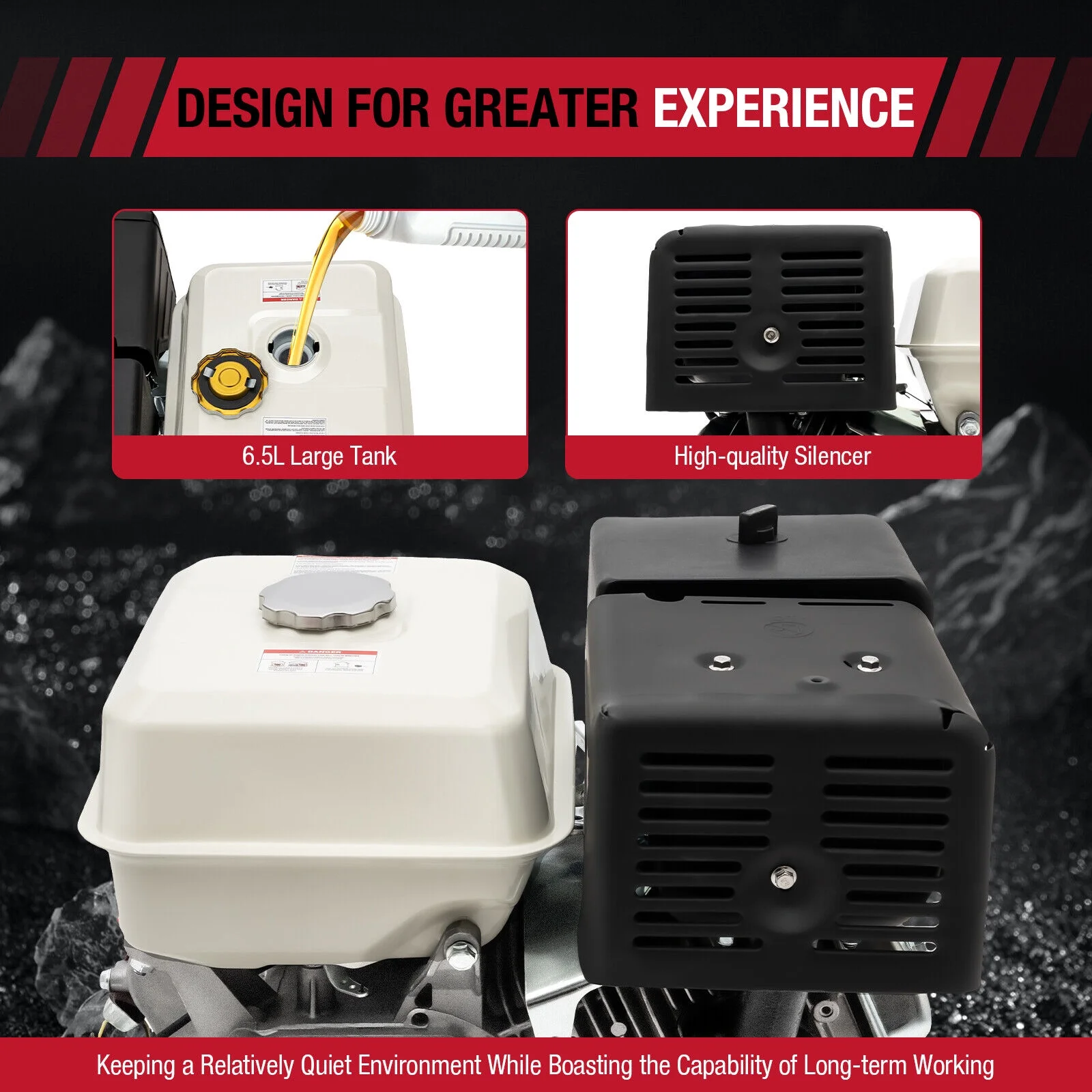 15HP 4Stroke 420CC Engine OHV Horizontal Gas Engine Recoil Start Go Kart Motor Red - Radiant Selections