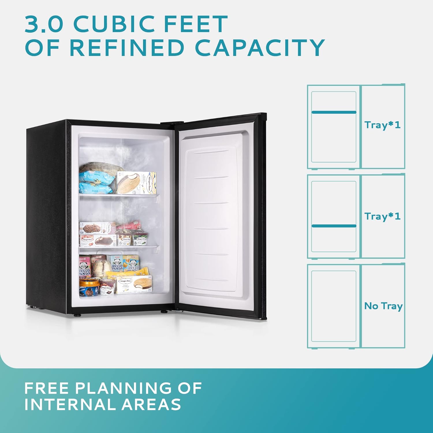 Euhomy Upright freezer, 3.0 Cubic Feet, Single Door Compact Mini Freezer with Reversible Door