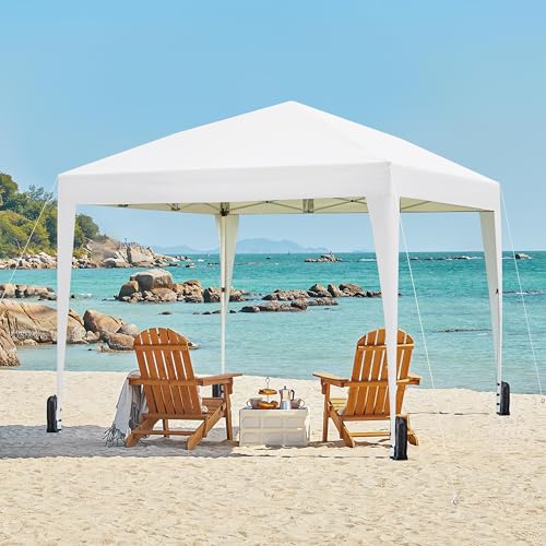 Yaheetech 10x10 Pop Up Canopy with 4 Removable Sidewalls, Portable Enclosed Instant Tent, Waterproof Outdoor Tent, Beach Sun Shelter with 4 Sandbags