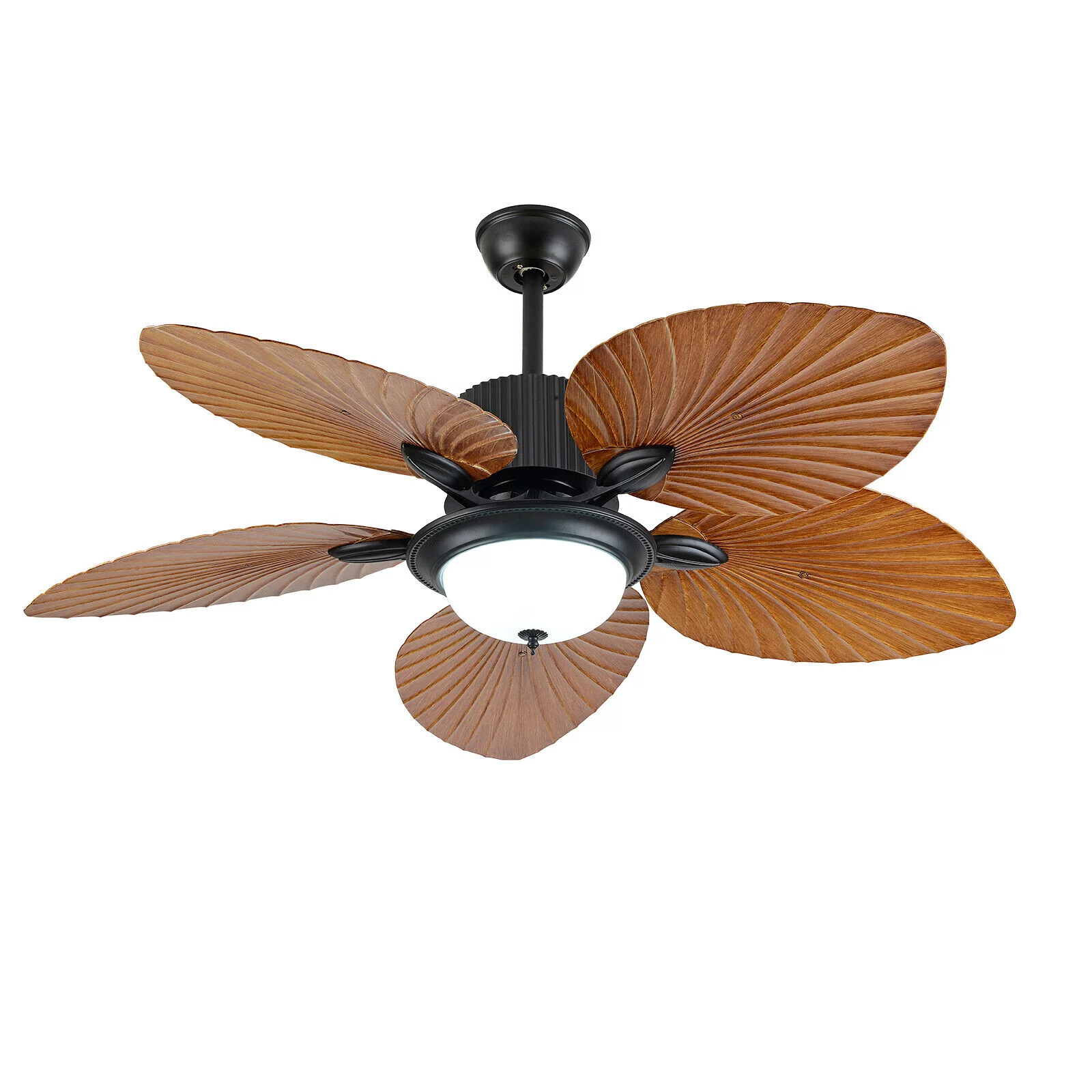 Miumaeov 52inch Tropical Palm Ceiling Fan with Light and Remote 5 Acrylic Palm Leaf Blades Tropical Ceiling Fan for Living Room Kitchen Bedroom