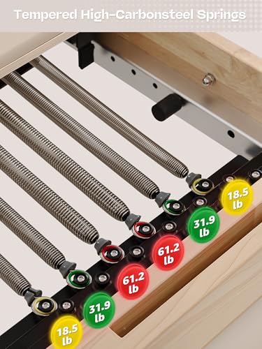 Pilates Reformer Machine, Quick-Assembly Foldable Studio Grade Pilates Equipment for Gym and Home, Oak Wood Pilates Reformer with Reformer Accessories