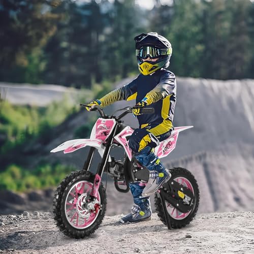 Kids dirt bike - 49cc Dirt Bikes Gas Mini Bike Kids Motorcycle, Upgrade Pit Bike Mini Motorcycle for kids, Off Road Tires, Front Rear Disc Brakes