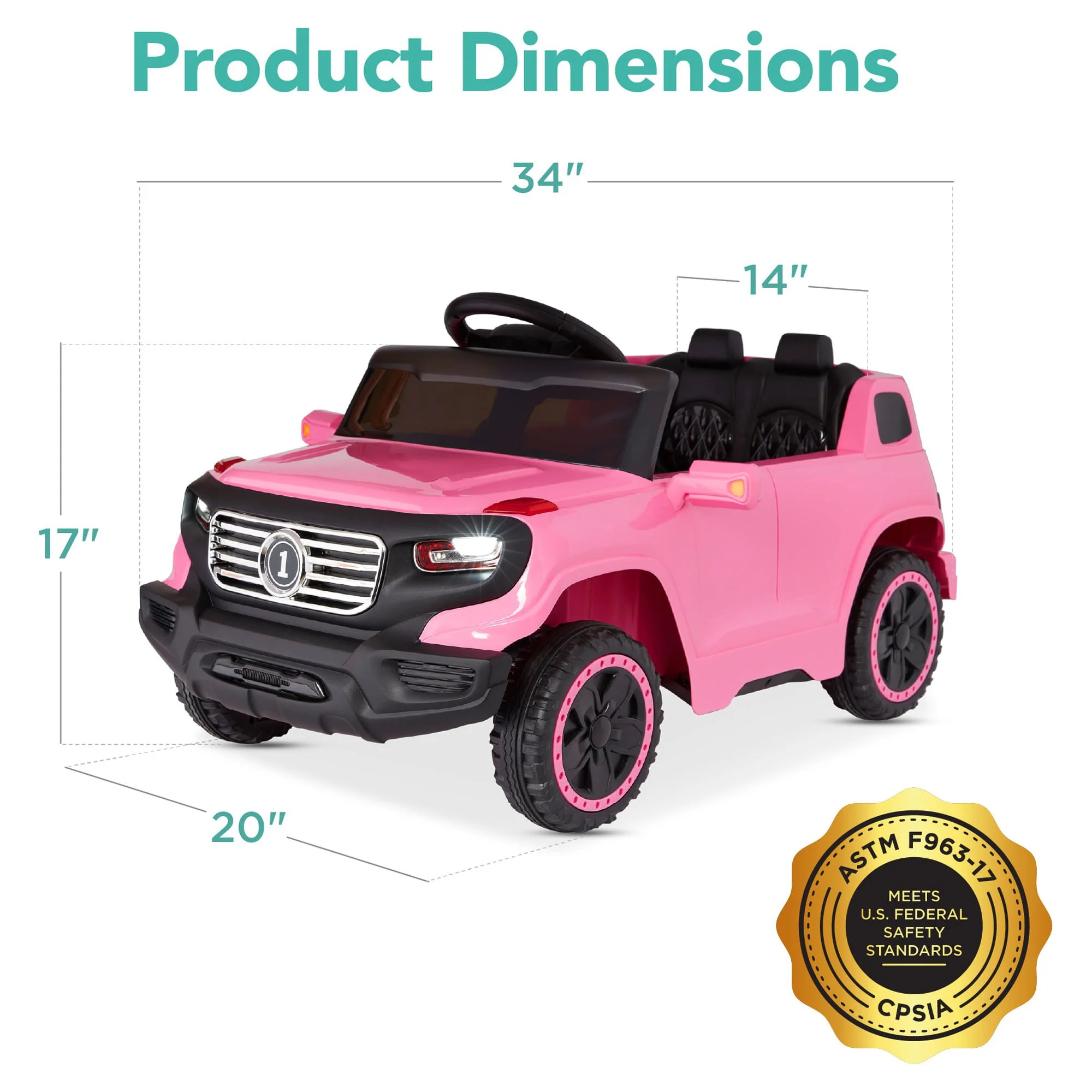 Best Choice Products 6V Kids Ride On Car Truck w/ Parent Control, 3 Speeds, LED Headlights, MP3 Player, Horn - Pink