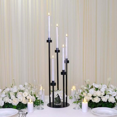 35inch 10pcs Black Candelabra Centerpieces for Tables 5 Arms Wedding centerpieces for Decorations