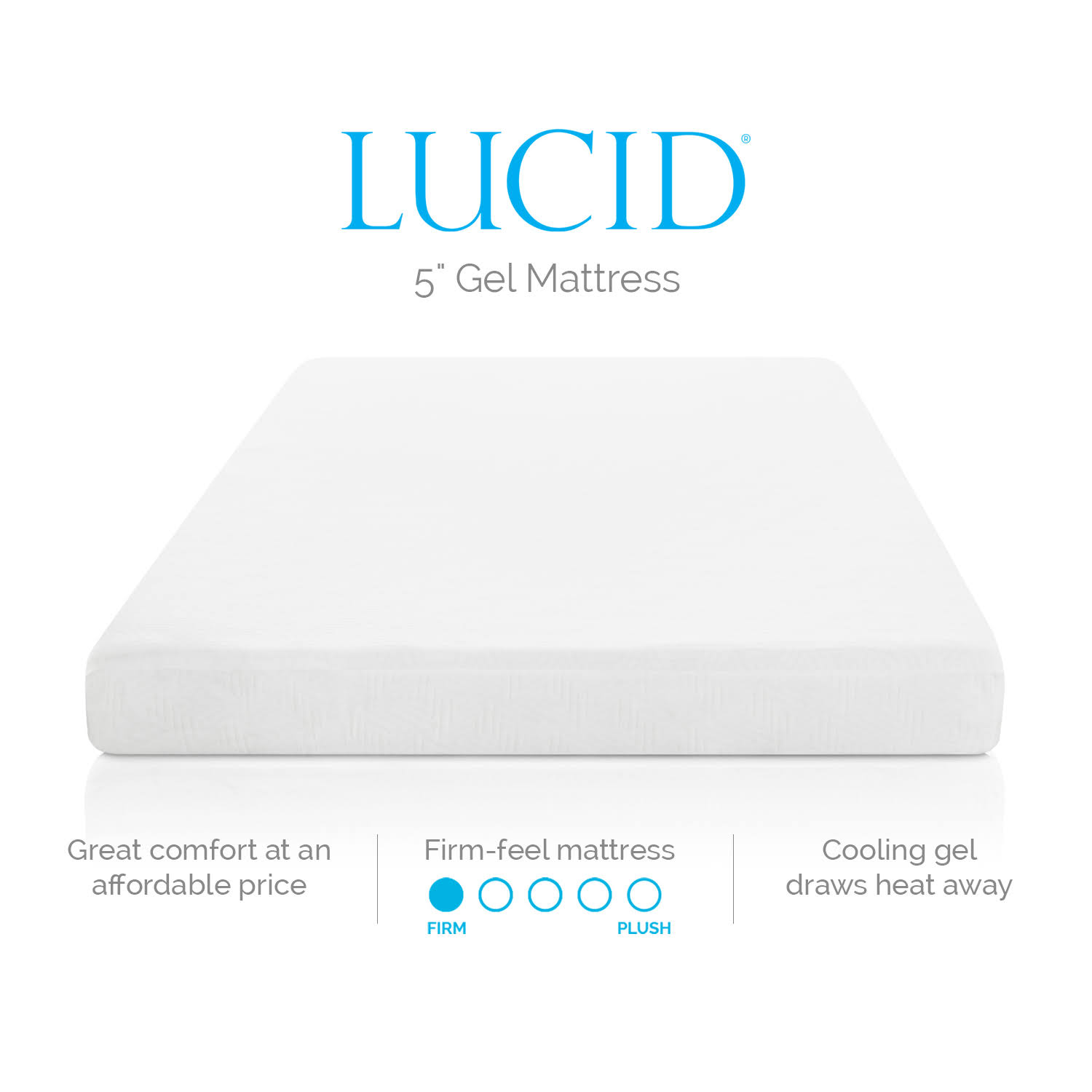 Lucid 5 inch Gel Memory Foam Mattress, California King