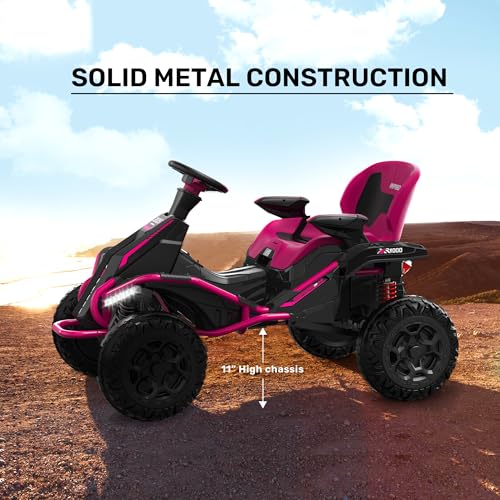 ANPABO 24V 4x4 Ride On Toy for Big Kids, 4x200W Motors, 5MPH, Kids Car w/Parent Remote, Wide Adjustable Seat, Headlights, Metal Frame