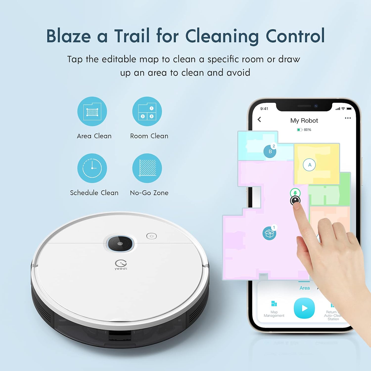 yeedi vac Robot Vacuum, Compatible with Self-Empty Station and Mopping Modular, 3000Pa Suction Power, Carpet Detection
